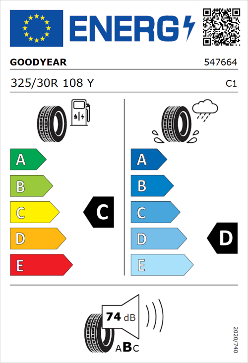 Tyre Label for Goodyear Eagle F1 SuperSport RS 325/30R 108Y