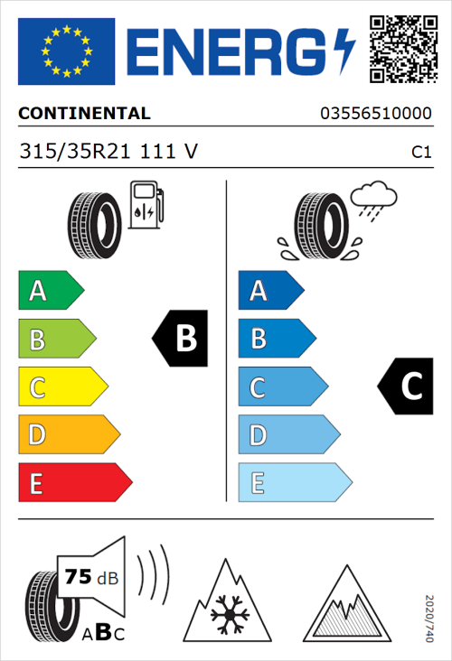 Tyre Label for Continental WinterContact TS 860 S 315/35R21 111V