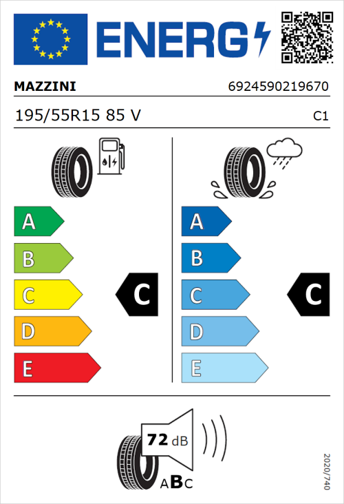Tyre Label for Mazzini Falconer F1 195/55R15 85V