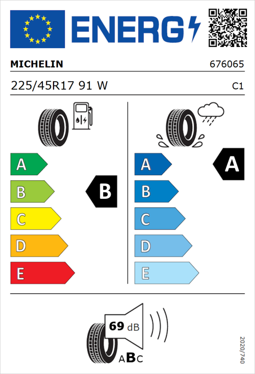Tyre Label for Michelin Primacy 4 225/45R17 91W
